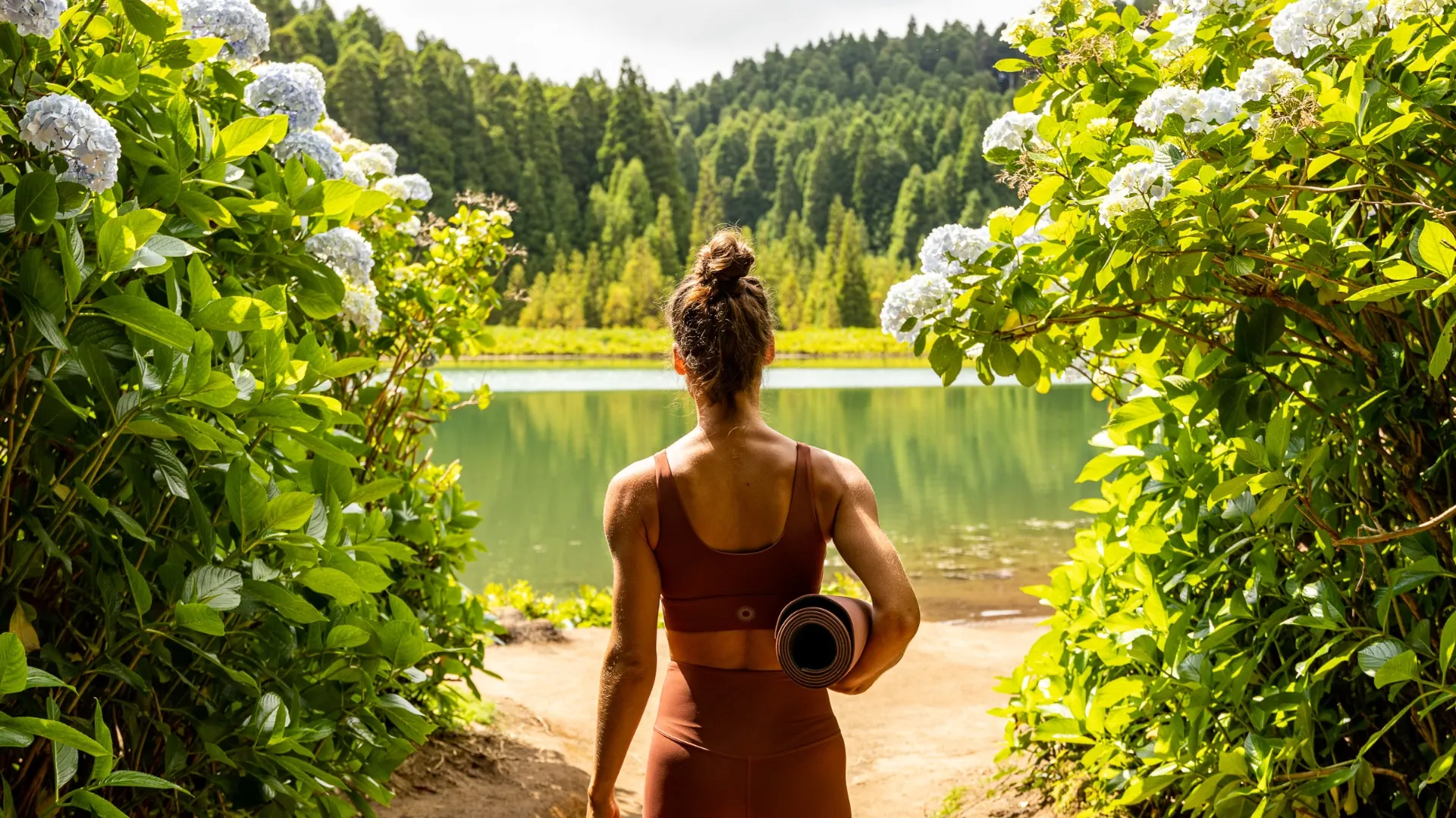 yoga girl in the nature in azores