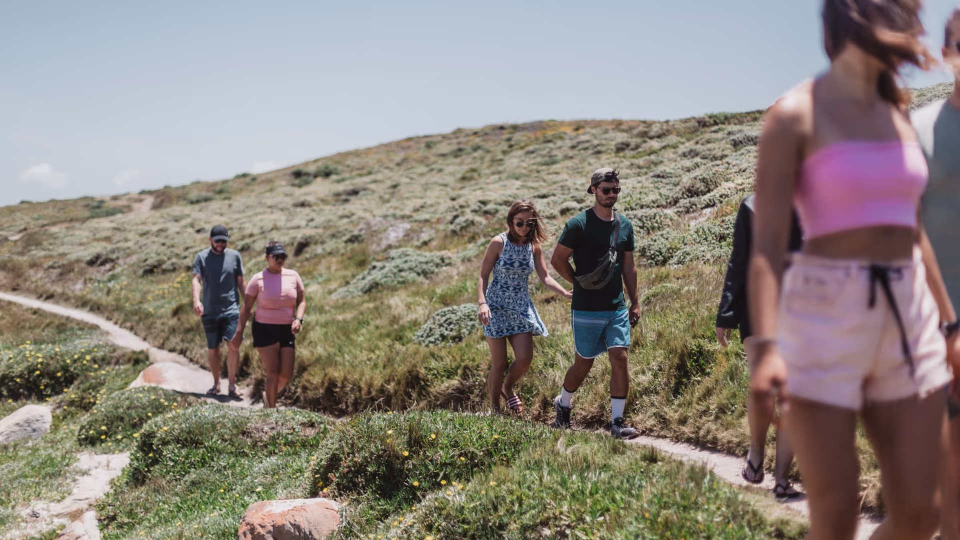 group of people on a hike in south africa