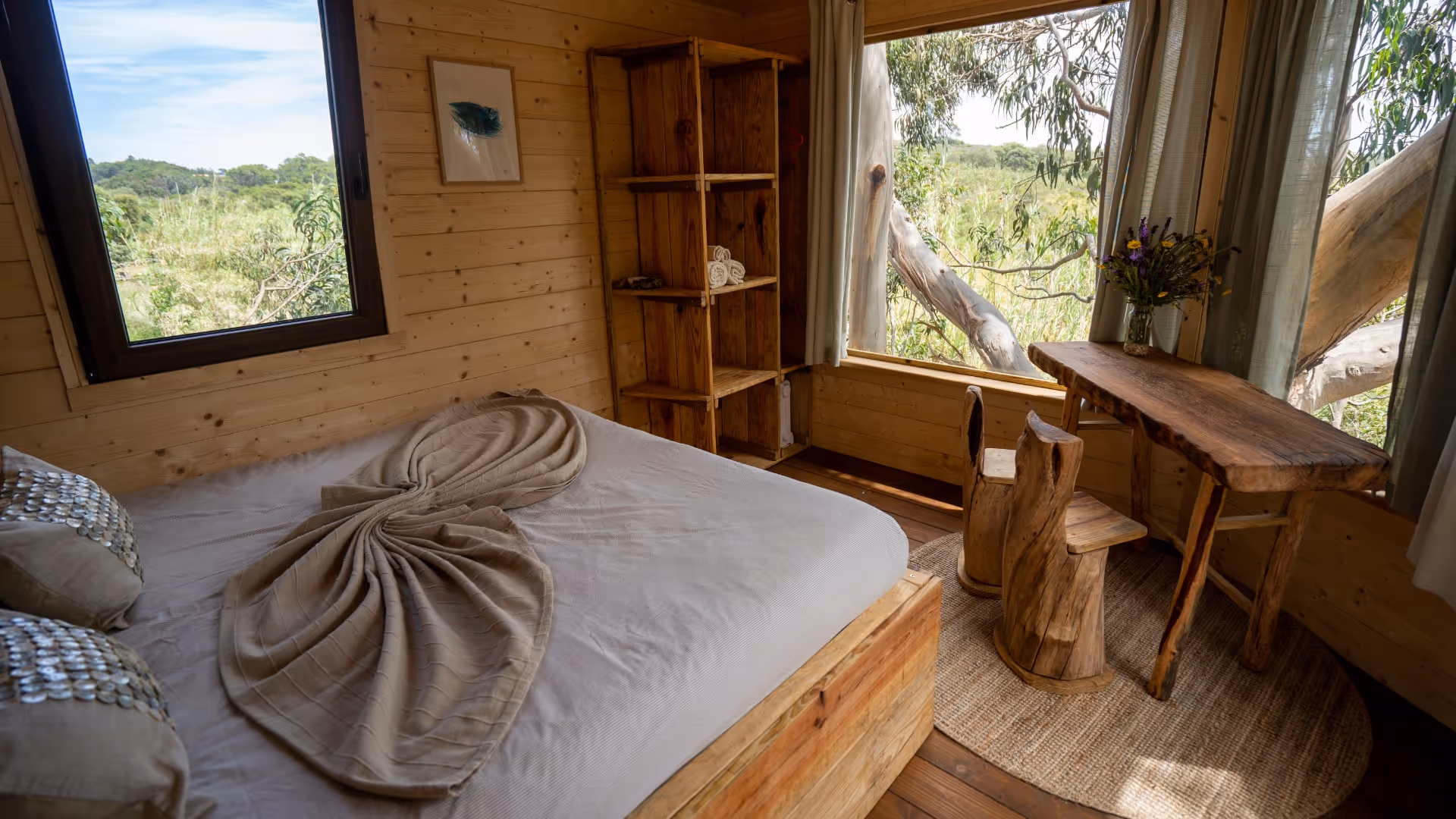Beds inside the glamping tent