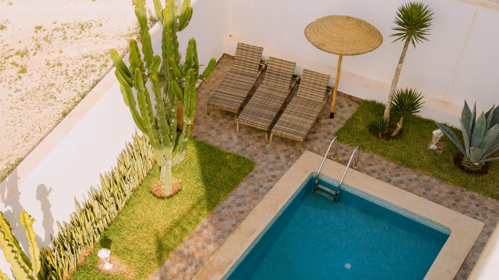 View of the swimming pool from above