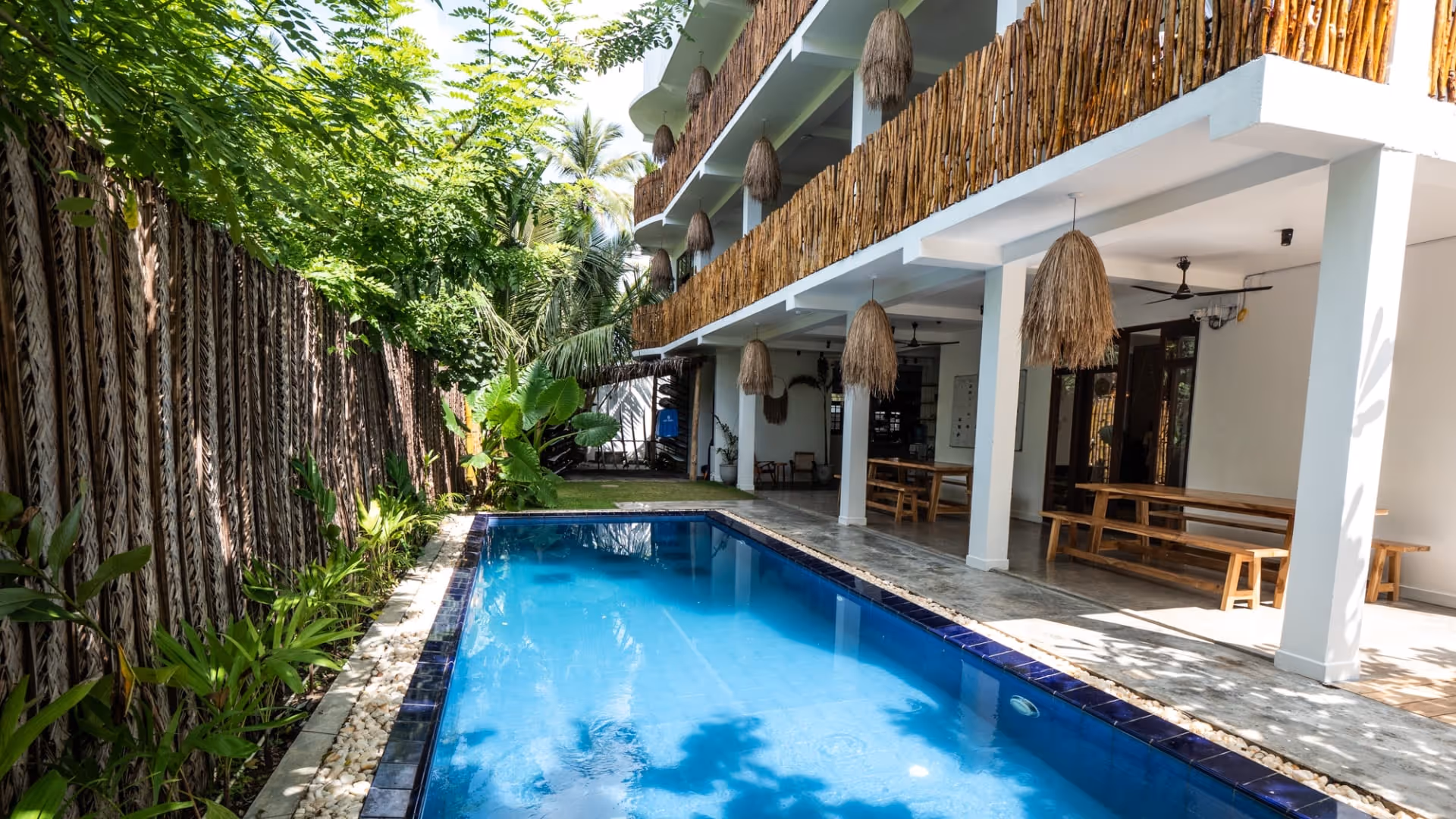 sri lanka surf house inside pool and common area
