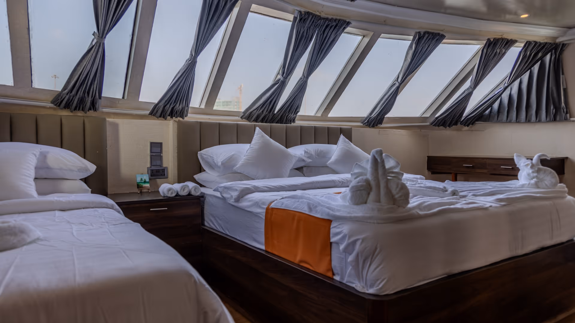 Two beds in the twin cabin