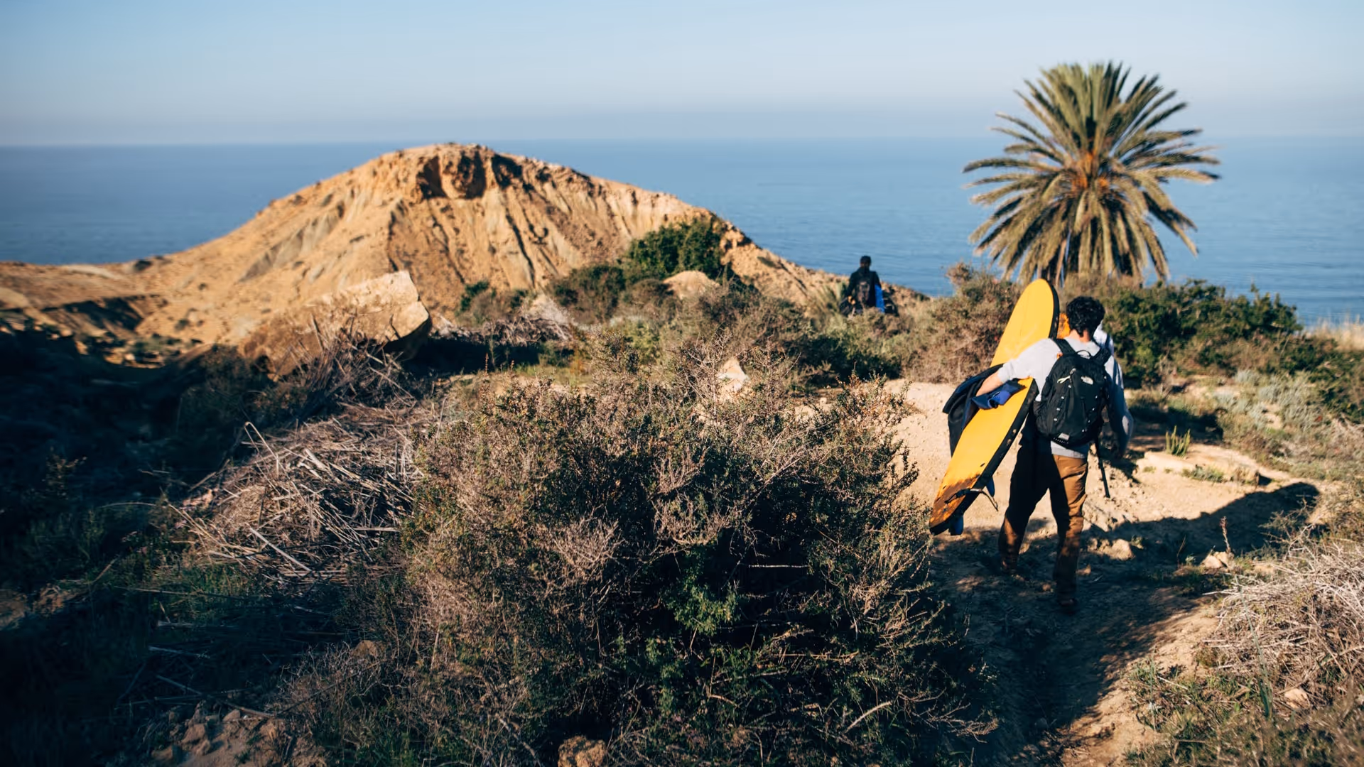 walking to the surf spot in morocco