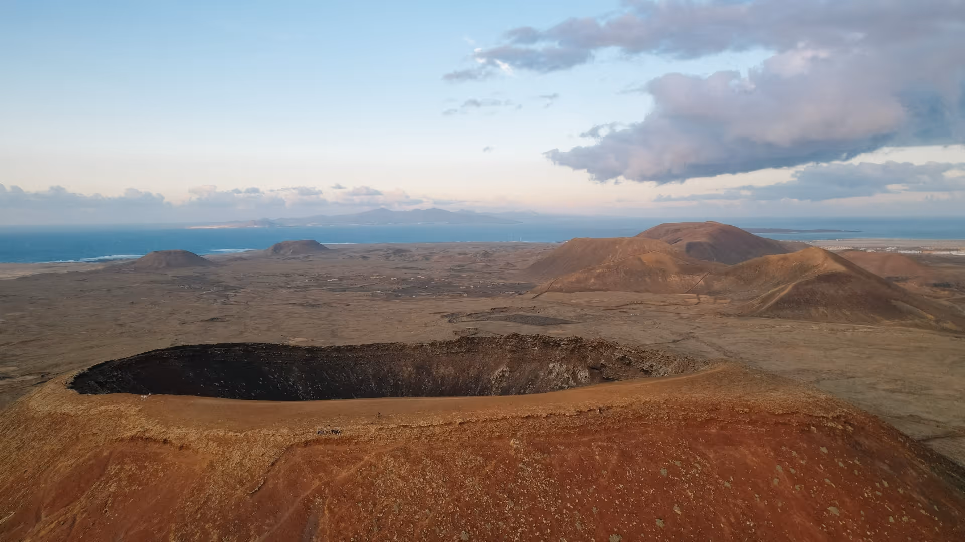 drone view of volcanos of fuerteventura