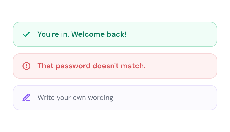 Custom Error and Success Messages