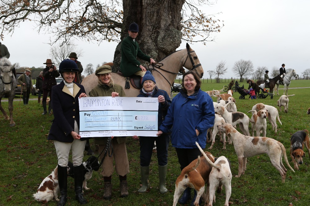 The Badminton Ride donating a cheque to the supported charity