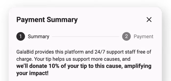 fundraising tipping explainer at checkout
