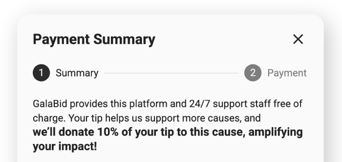 fundraising tipping explainer at checkout