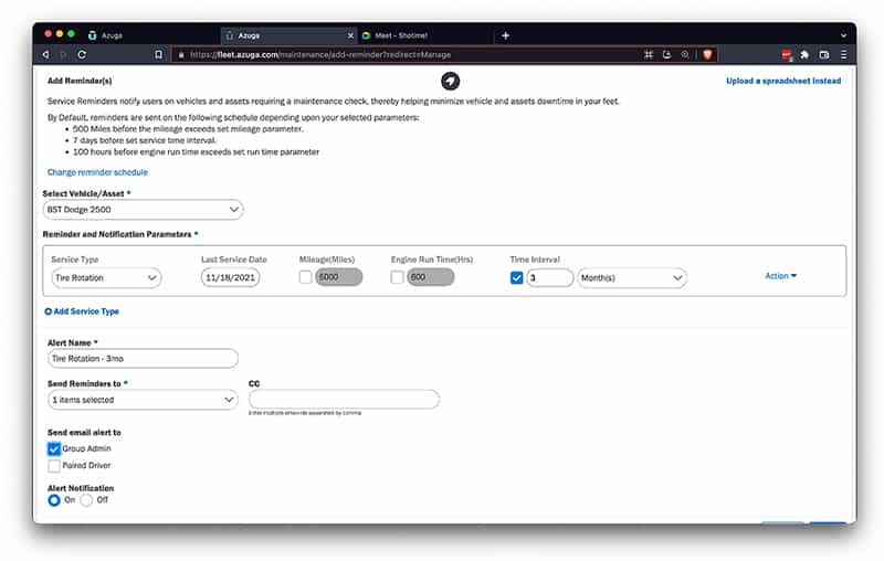 Azuga Equipment Dashboard Admin Mockup