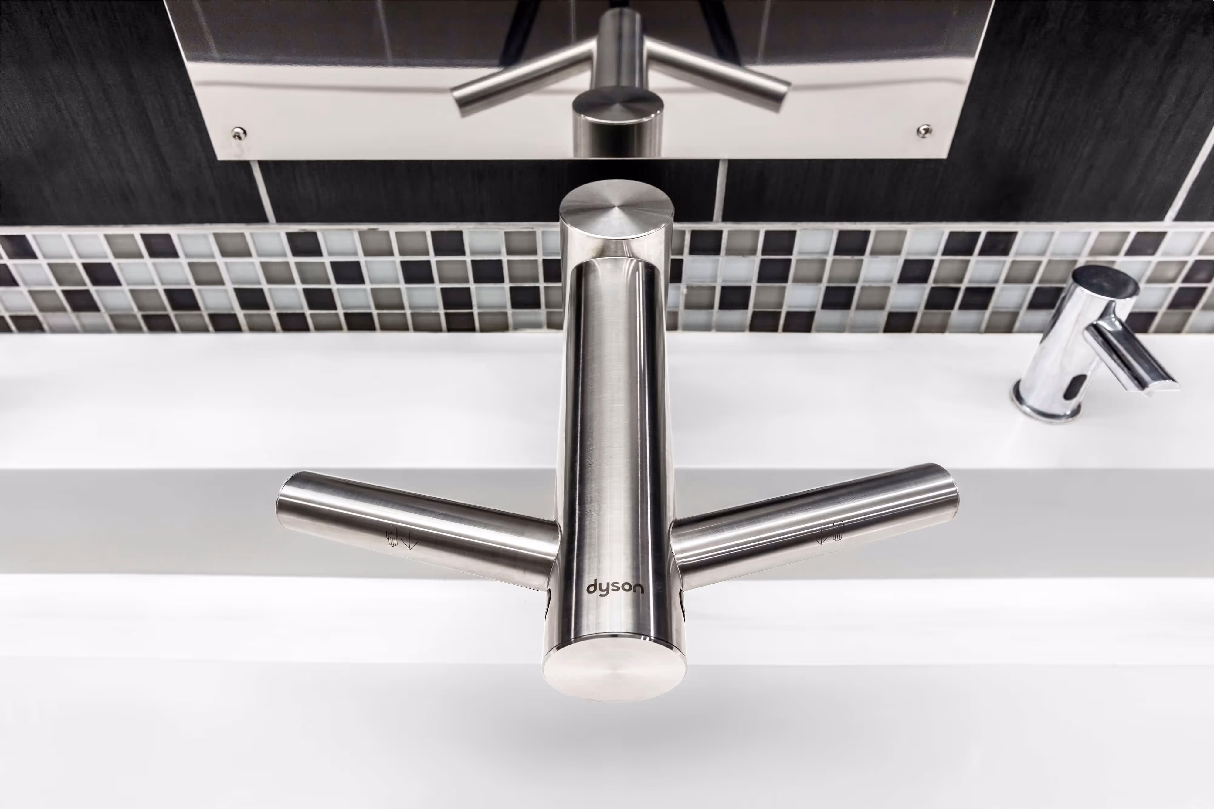 A close-up of the faucets used in the Tennessee Aquarium restroom renovations.