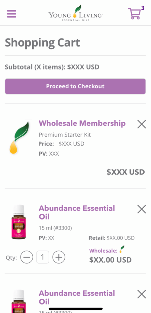 Young Living mobile cart view