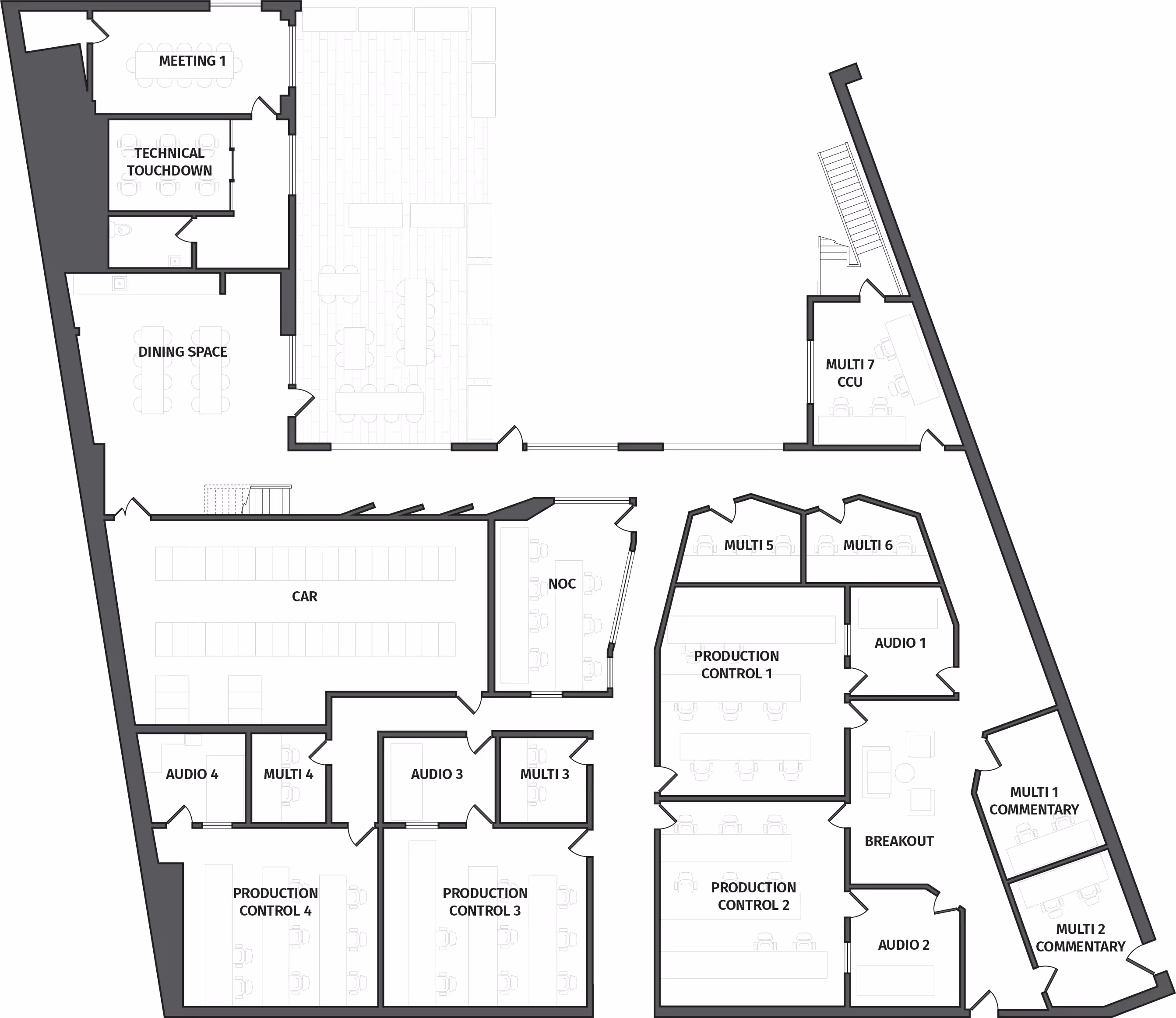 An image of the layout of the production center.