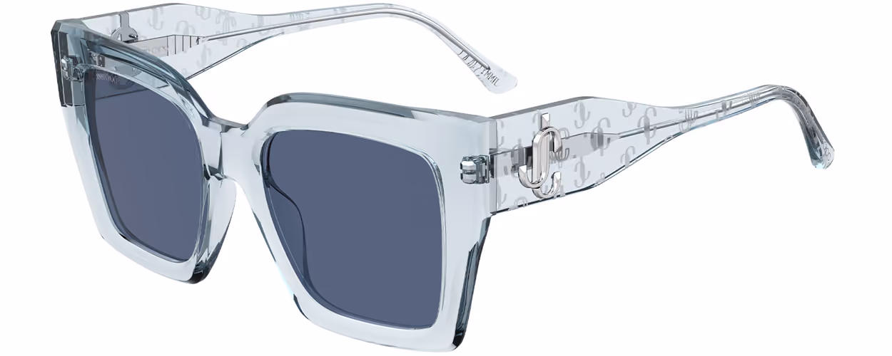 Jimmy Choo - Feminine - ELENI Azure GS53EMVU Sunglasses Side View From Eyedeal Vision