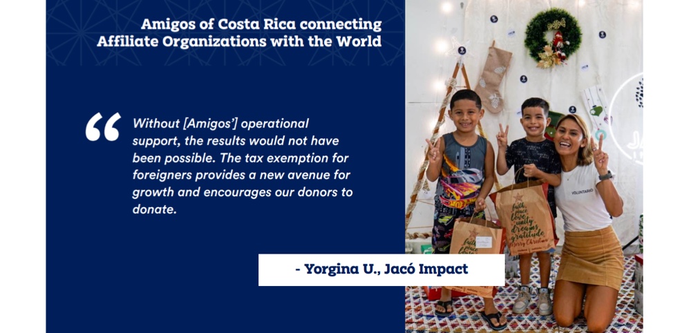 Affiliate organization members with donated goods in Costa Rica