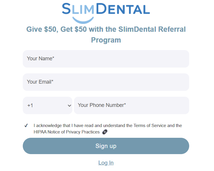 Example of dental referral program signup form