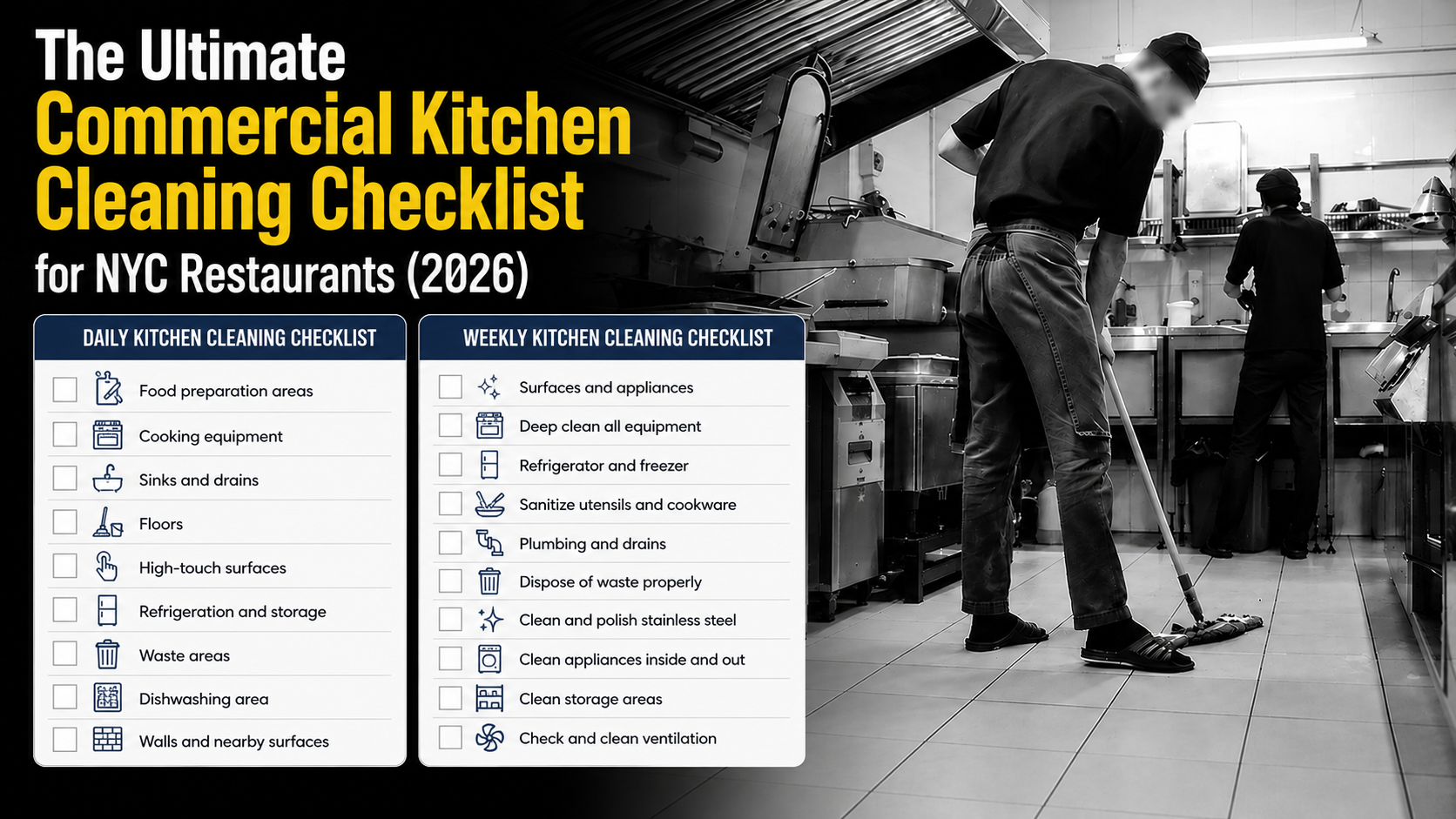 The Ultimate Commercial Kitchen Cleaning Checklist for NYC Restaurants (2026) 