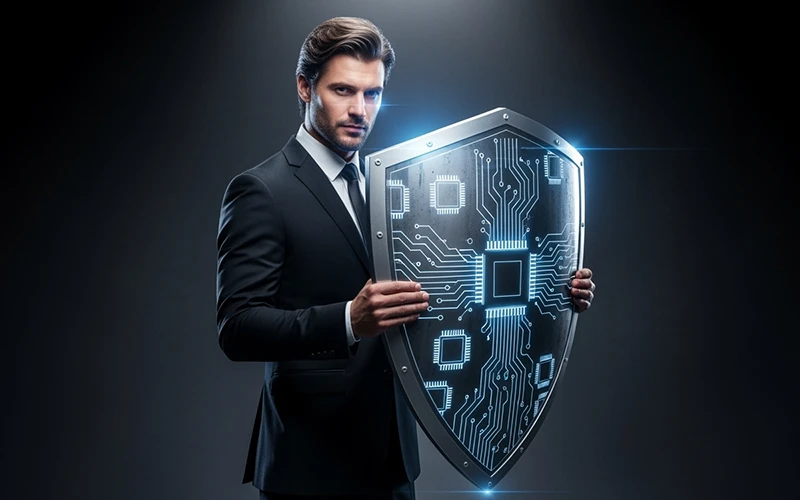 Image with a man with shield