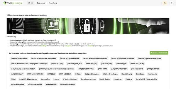 Beispiel für einen Akademiebildschirm