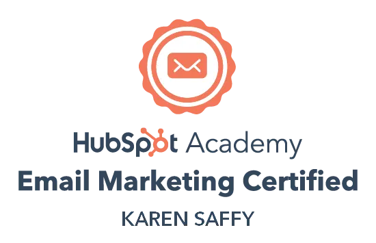 HubSpot Academy Email Marketing Certified badge with an envelope icon above the text.