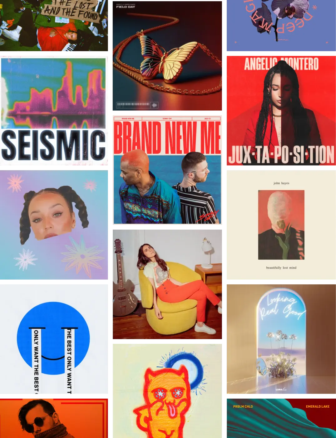 Collage of artist's album artwork