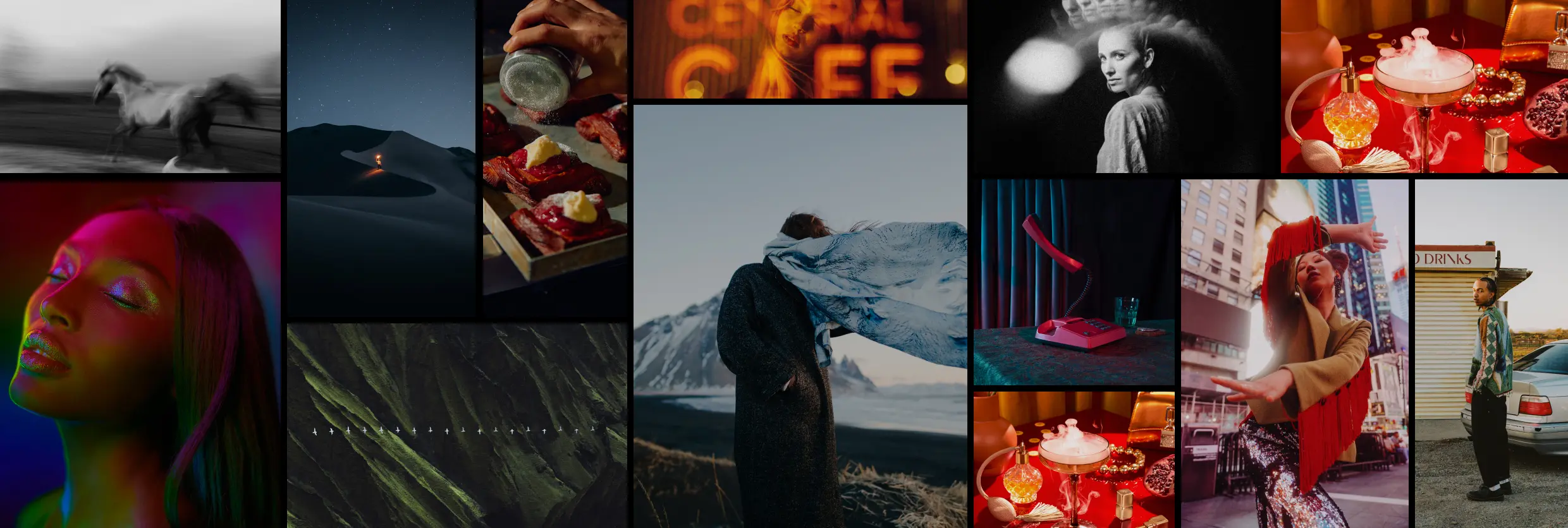 Collage of photos with the text Stills overlaid