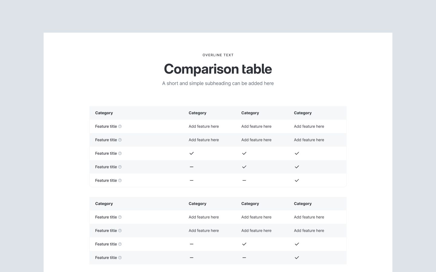 Table Wireframe Webflow Figma Framer