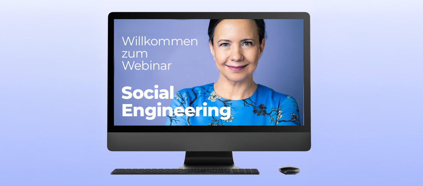 Bildschirm mit Startbild des Webinars zu Social Engineering