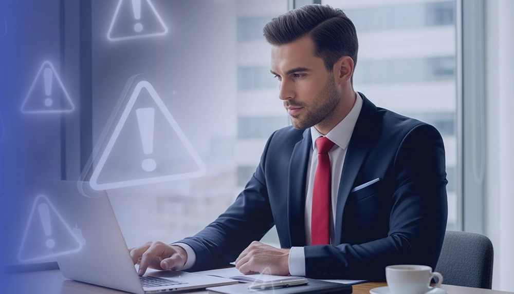 Image with a man working on laptop