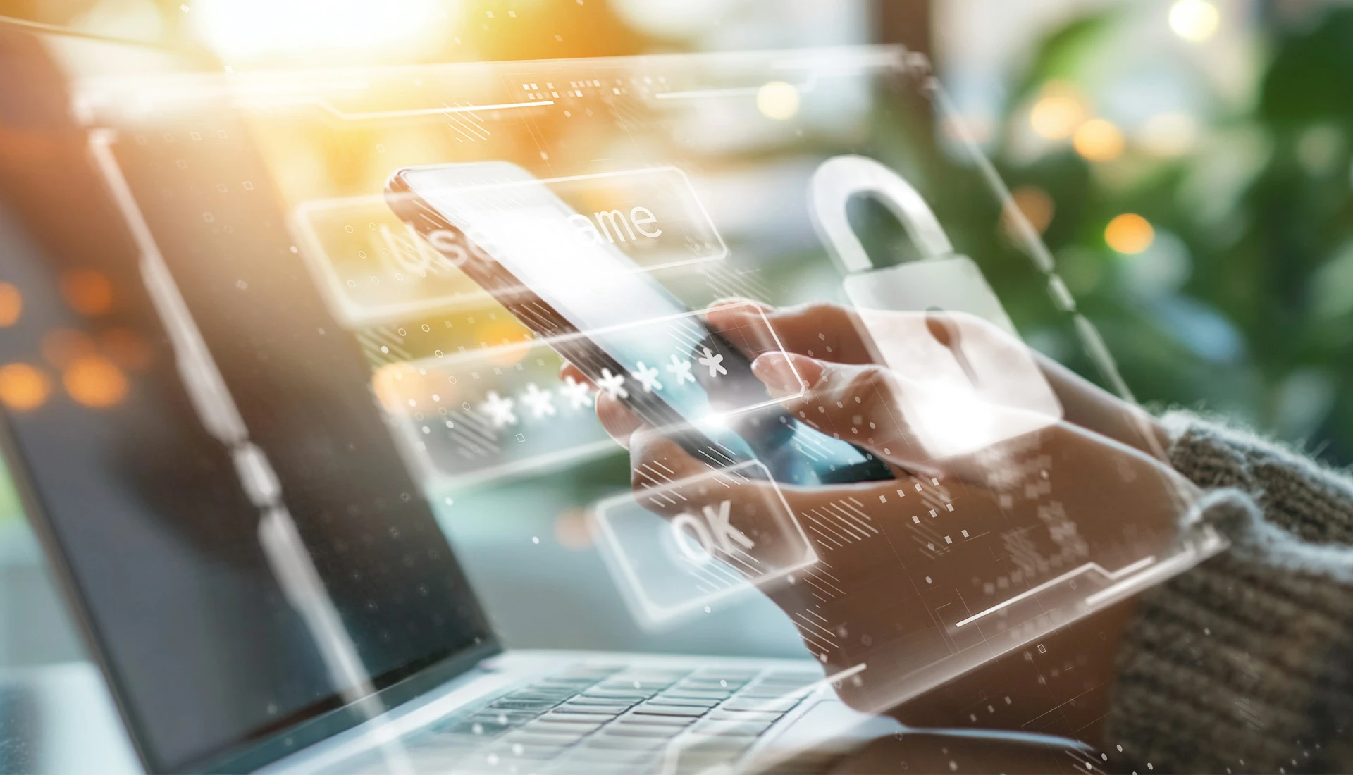 Cyber Security: Graphic emphasises e-learning and online training for the secure use of passwords and PINs.