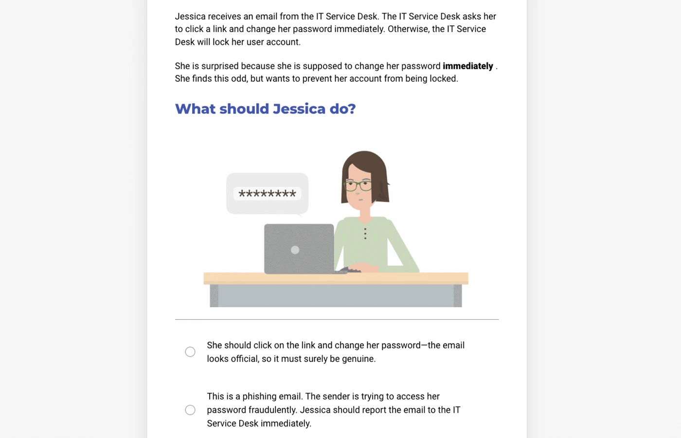 A screenshot illustrating the corresponding e-learning course. 