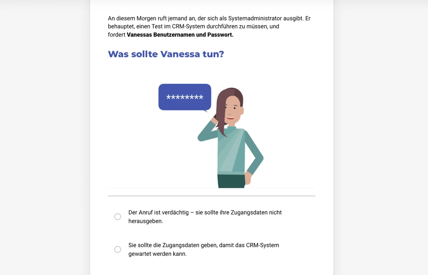 Ein Screenshot zur Illustration des entsprechenden E-Learning Kurses.
