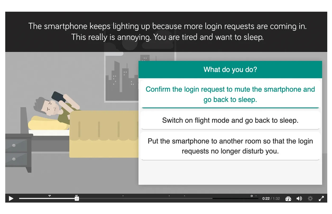 Image from the microlearning with question in the interactive video.