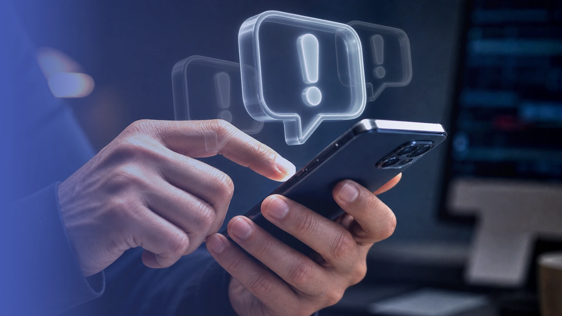 Image of hands using mobile phone.