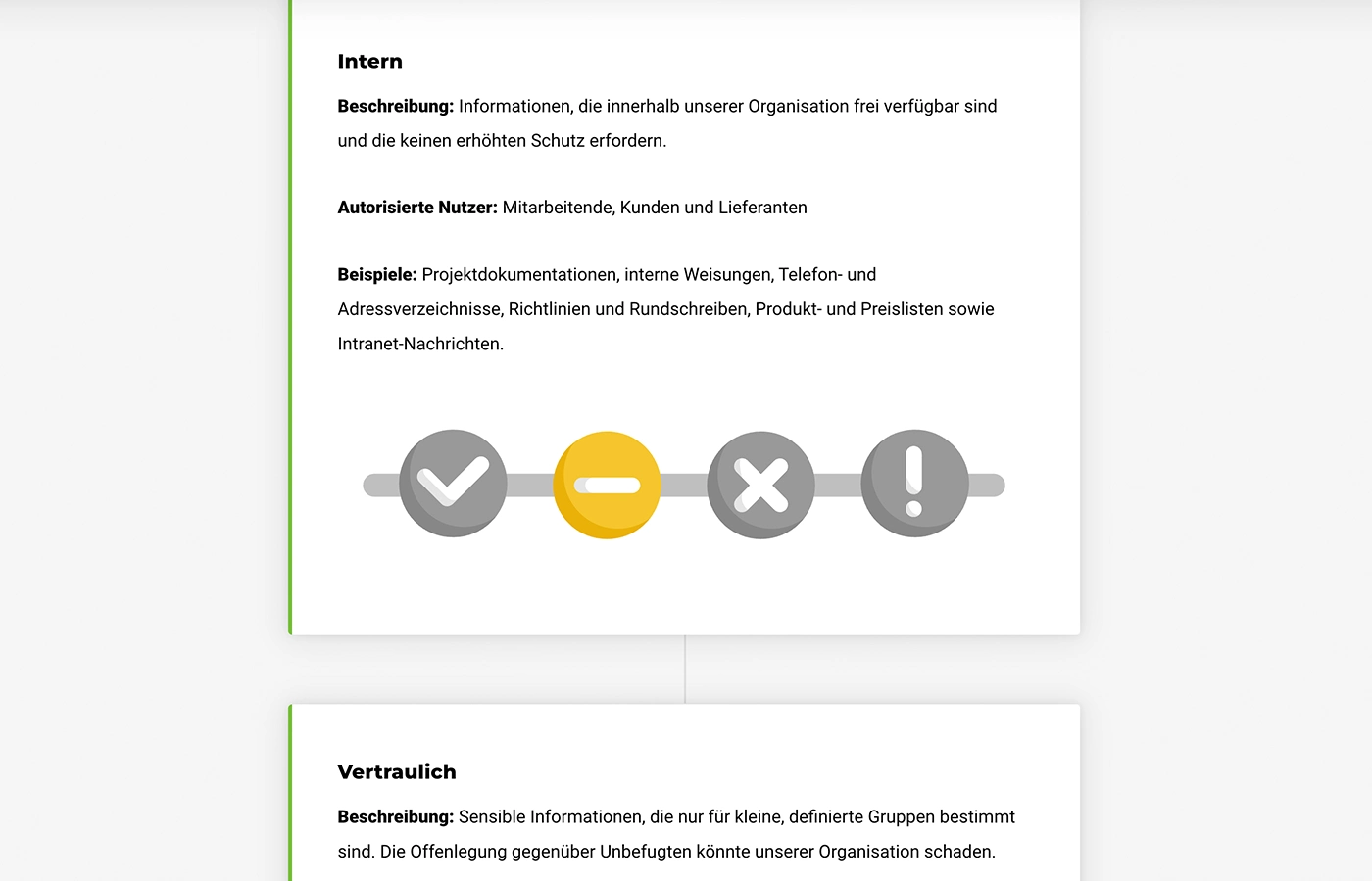Security Awareness: Informationen kennzeichnen und klassifizieren. Ein Screenshot zur Illustration des entsprechenden E-Learning Kurses.