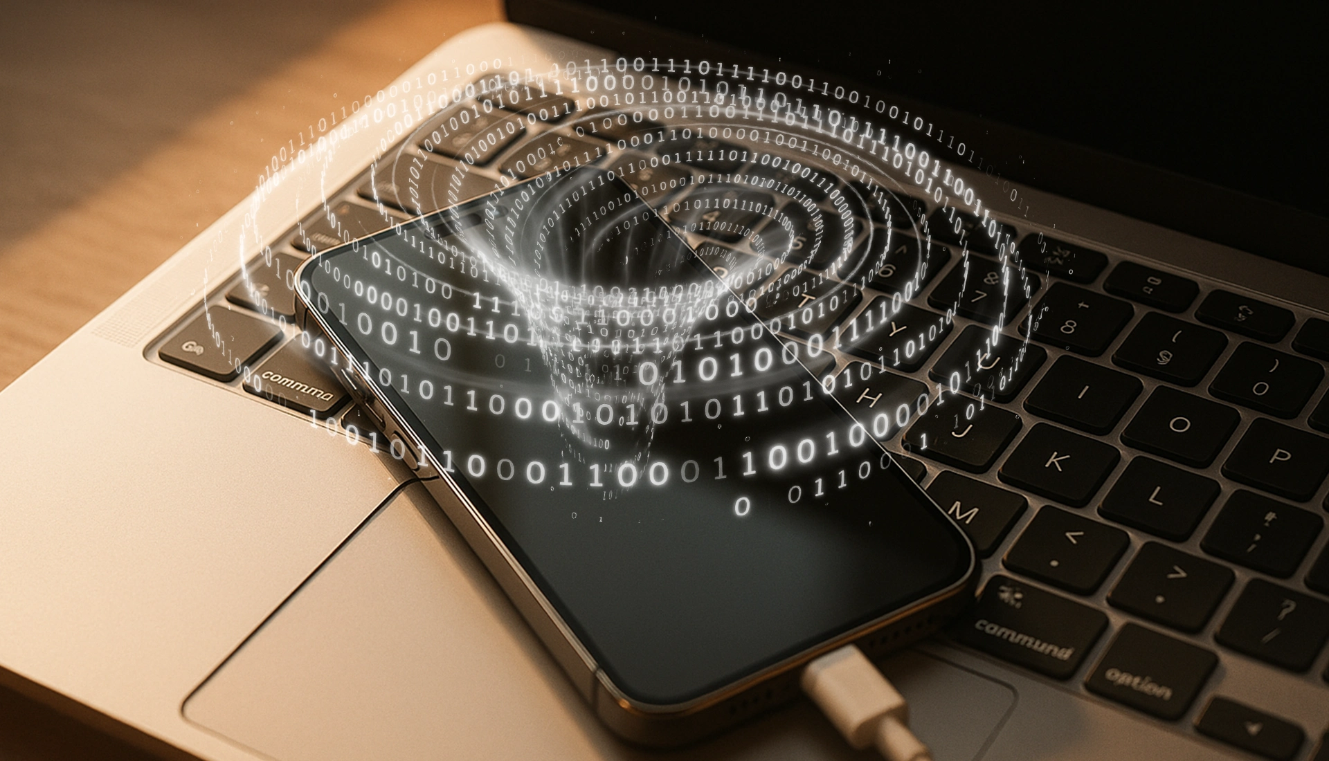 Security awareness also for mobile devices: Illustration based on a network graphic.