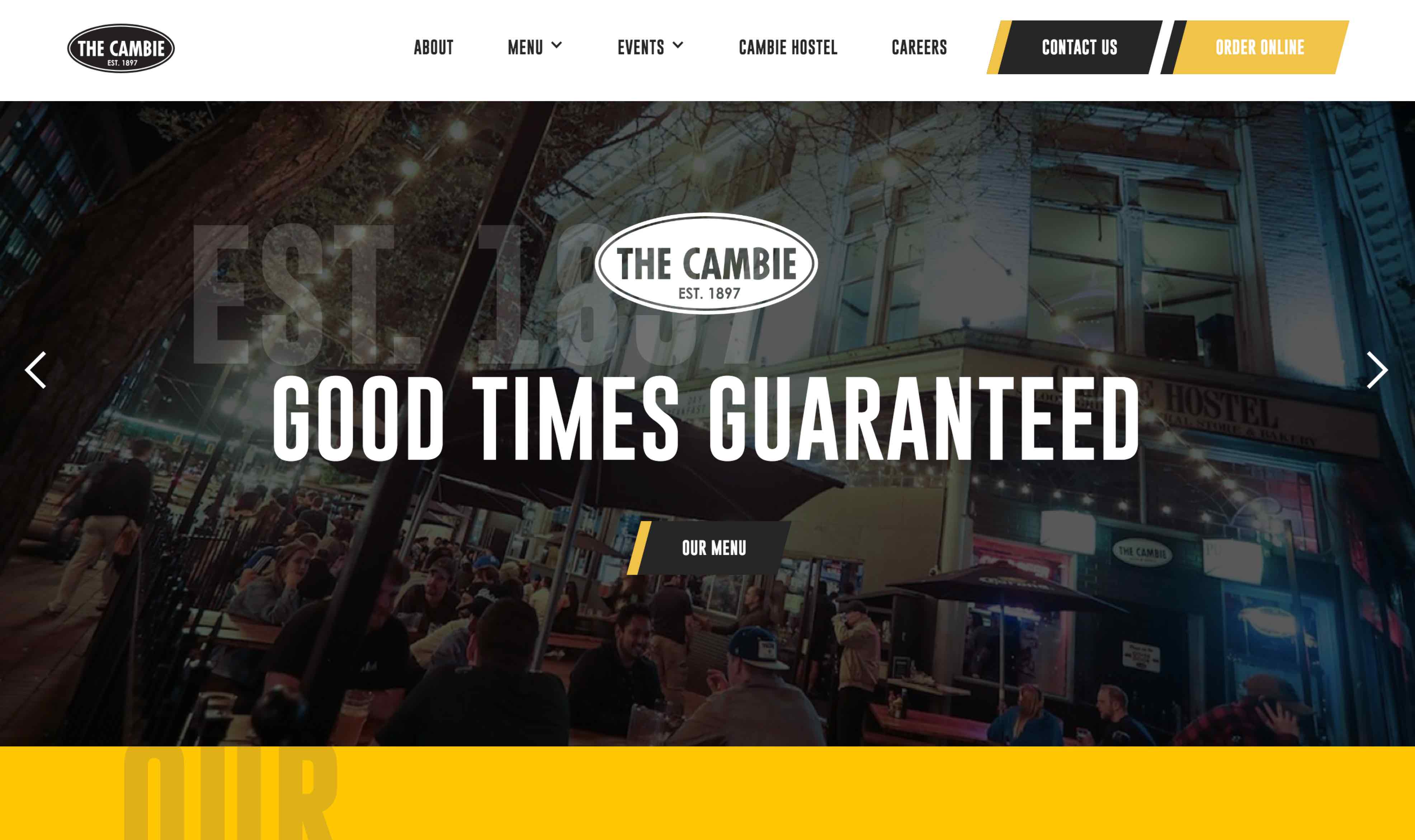 Cambie Malones Group - Restaurant Webflow Websites, Custom Graphics and SEO