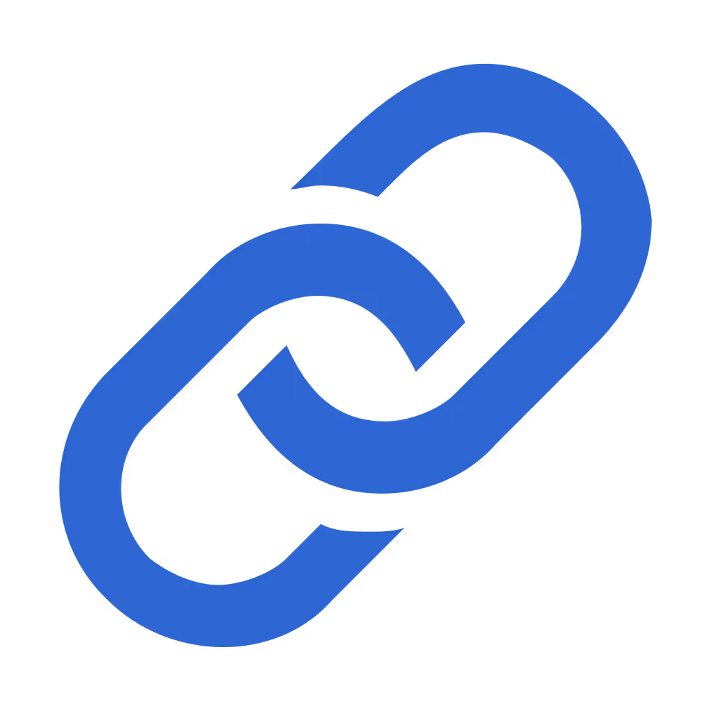 Blue chain link icon symbolizing connection or hyperlink.
