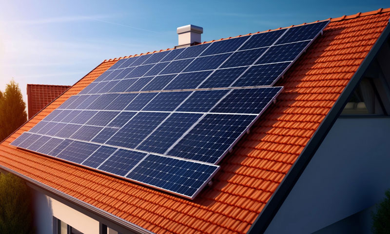 Solaranlage mit Speicher: Solarmodule auf Hausdach