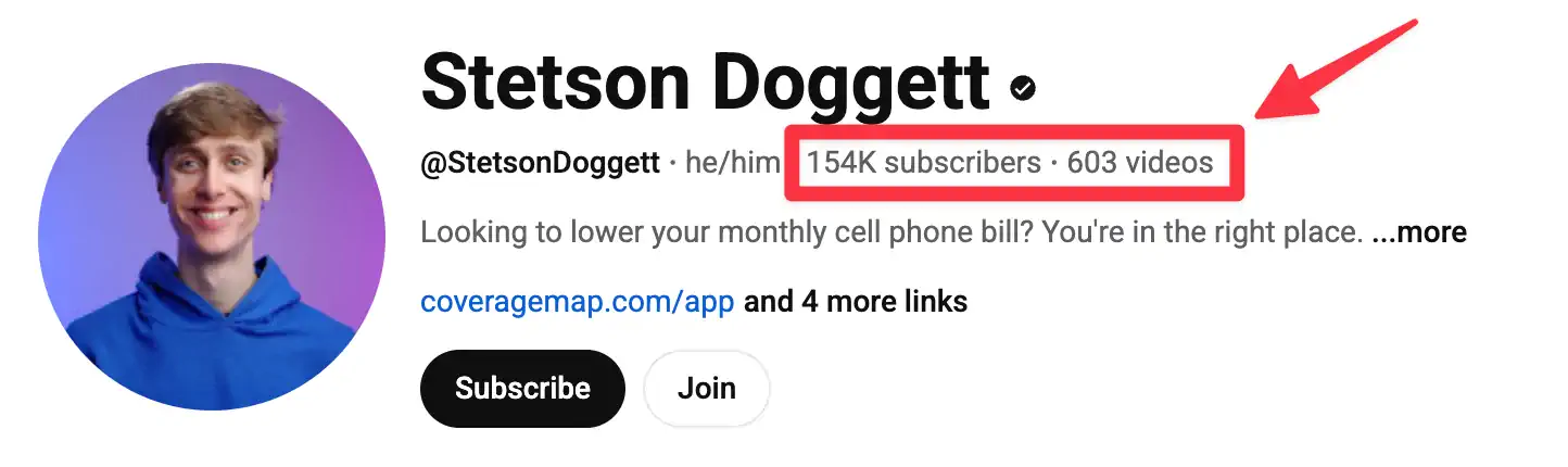 Stetson Doggett YouTube channel with 154,000 subscribers and 603 videos