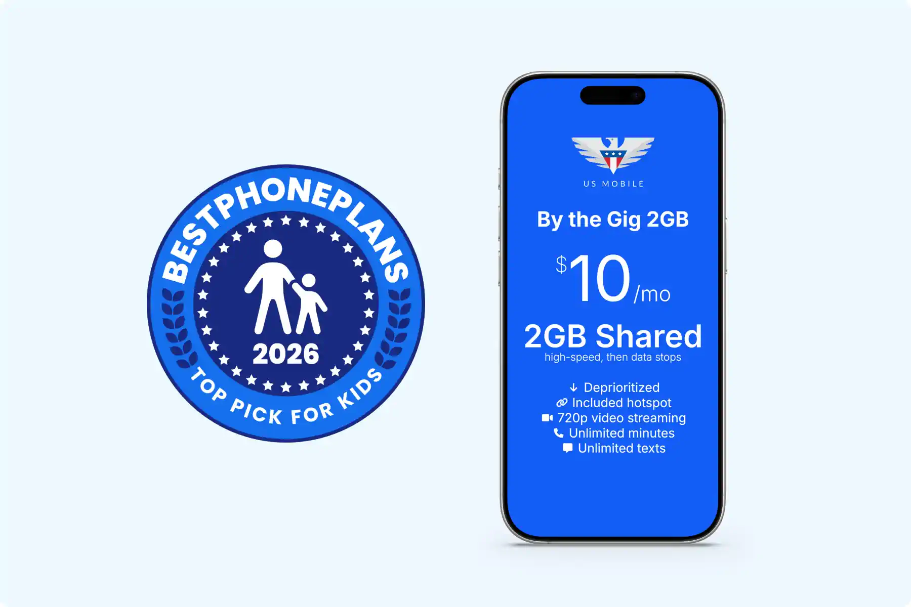 Top pick kids plan: US Mobile 2GB