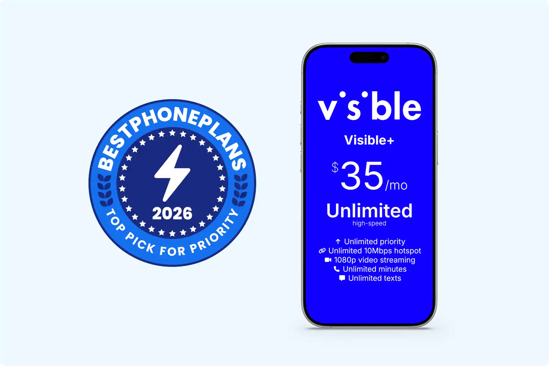 Top pick for unlimited priority data: Visible+