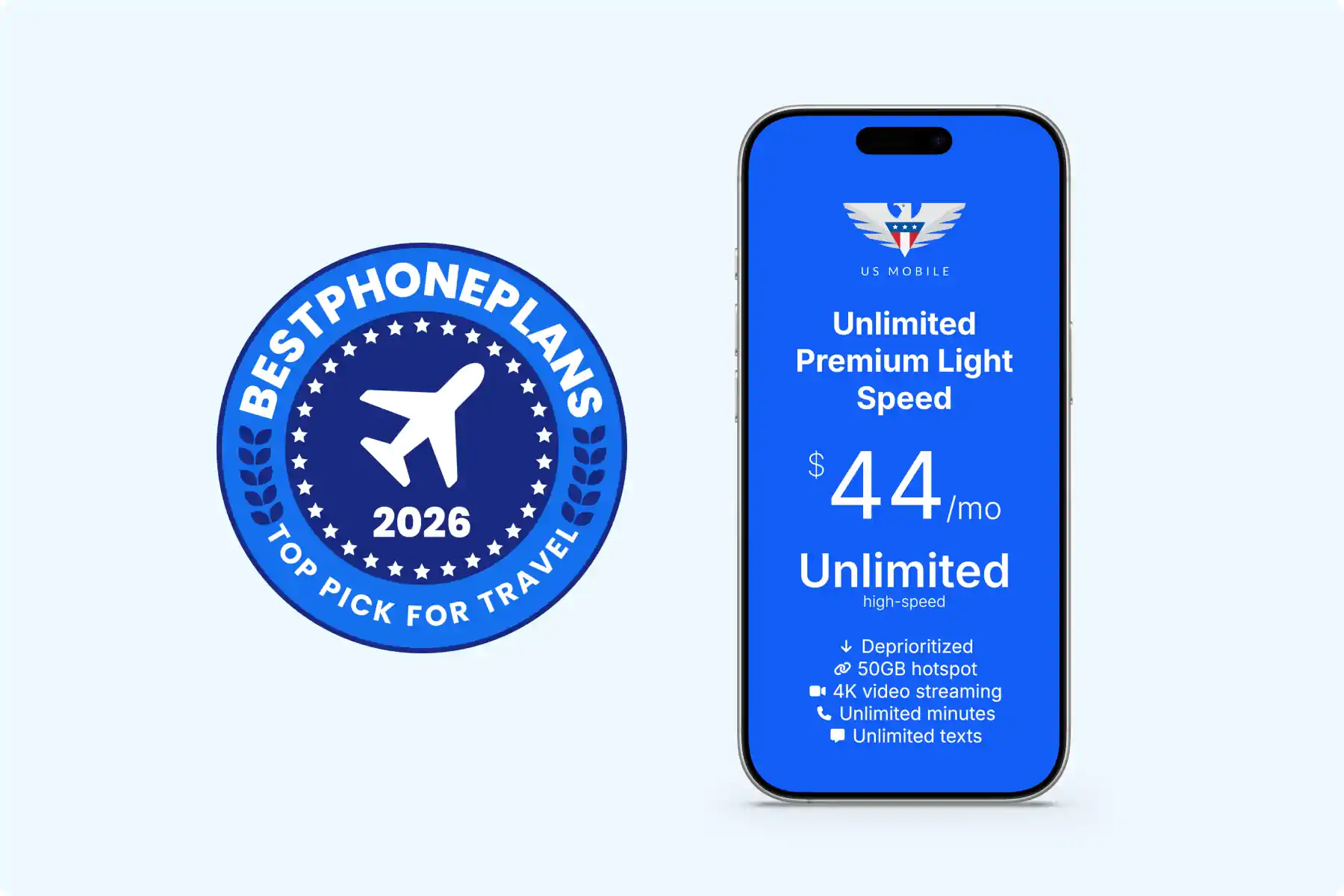 Top pick for international travel: US Mobile Unlimited Premium Light Speed