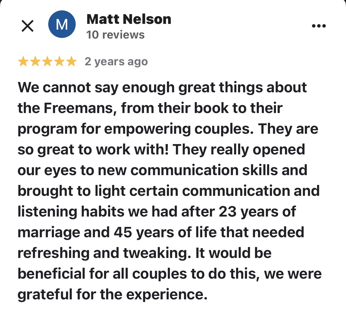 Google review from Christina Johnson, 5 stars