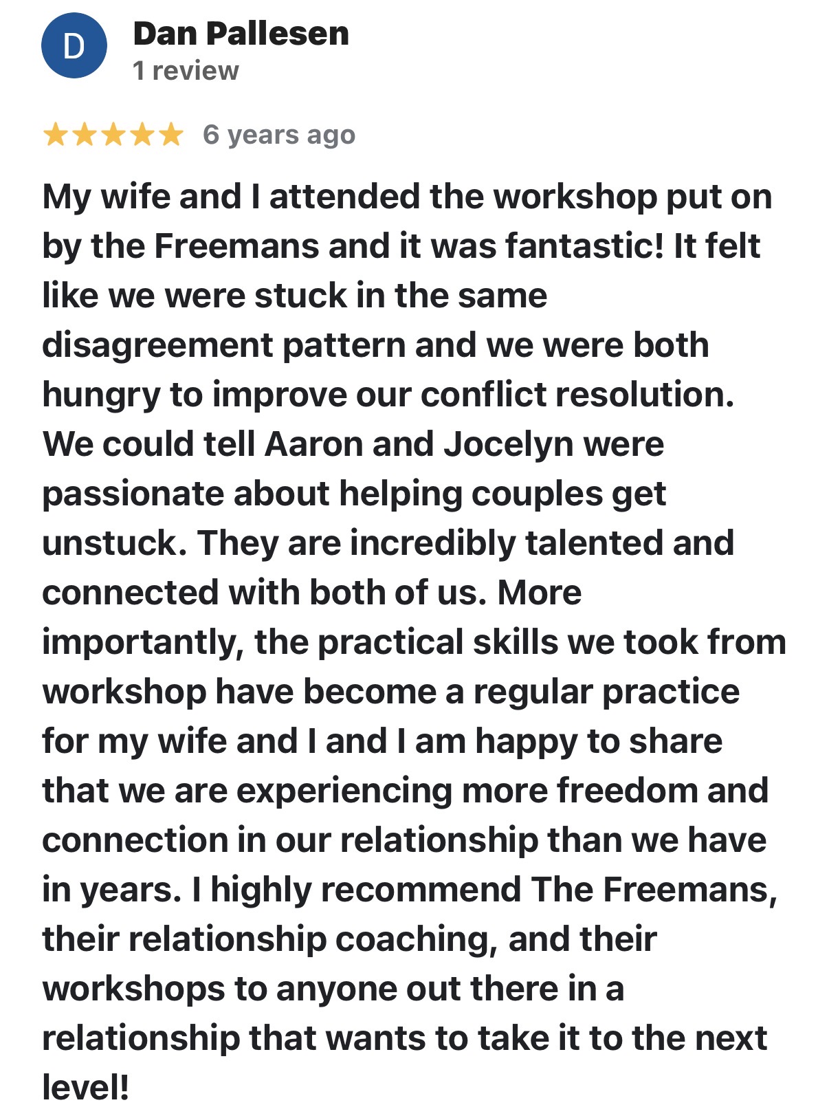 Couples Workshop review