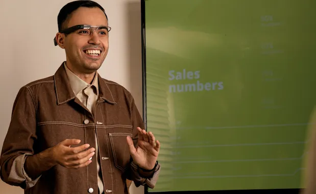 parham at a meeting using the envision glasses