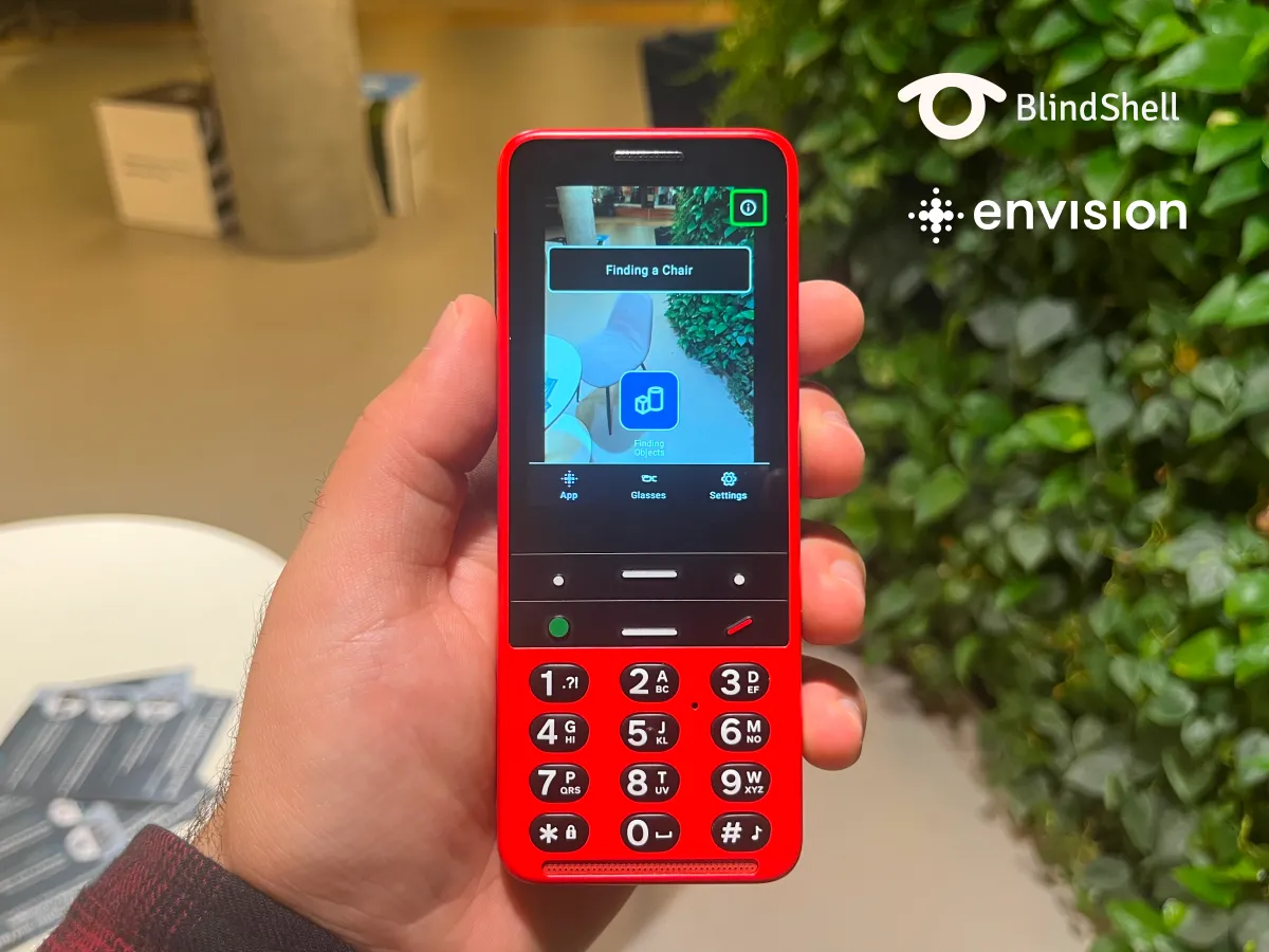 a closeup of the find object feature on the envision app on the blindshell phone