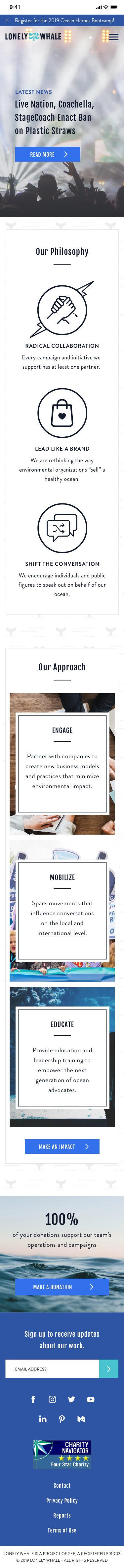 High-fidelity mobile mockup shows how Lonely Whale takes action