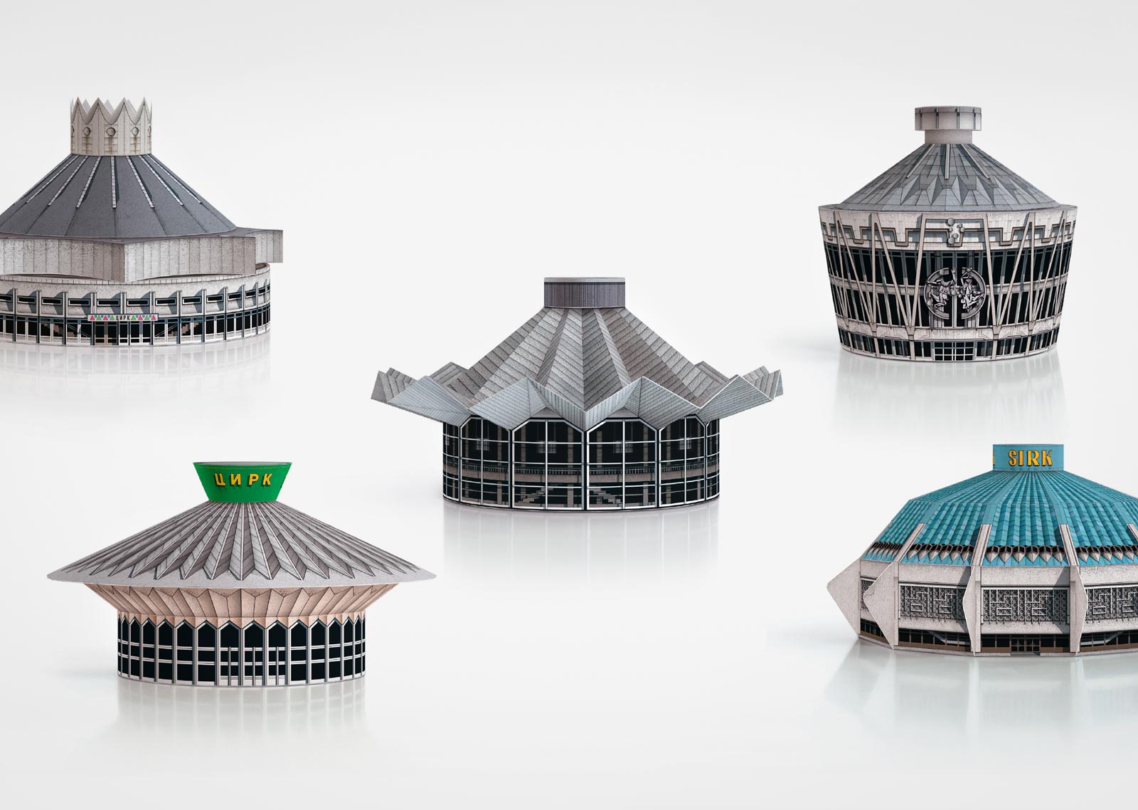 Soviet modernist circus paper models