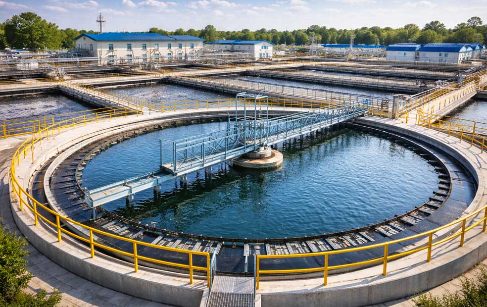 Worker wearing a blue hard hat and protective clothing tending to a furnace with an open door emitting bright orange flames.