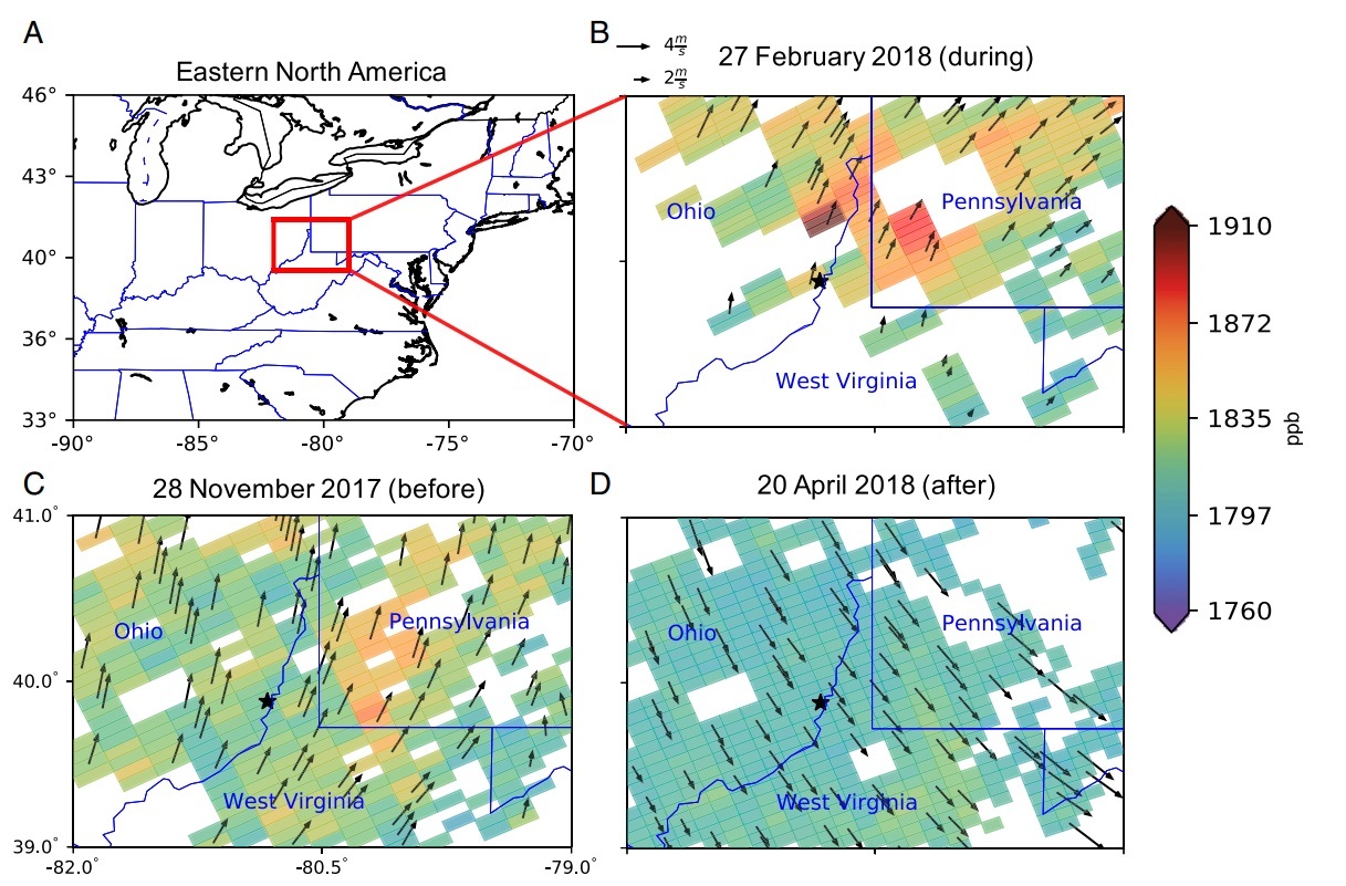 TROPOMI total column XCH4 measurements in the vicinity of a blowout well in Ohio